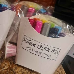 Handmade Rainbow 🌈 Crayon Fries w/ A Side of Ketchup NON TOXIC